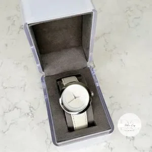 DKNY White Leather Crystal Face Sterling Silver Watch DKNY Silver Tone With Crystals, White Band , Womens, Fashion  main image 4